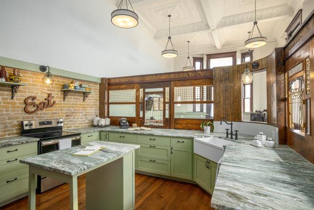 Penny tile in renovated kitchen